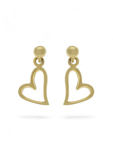 Open heart Drop Earrings in 9ct Yellow Gold