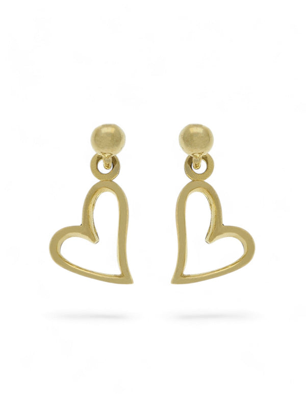 Open heart Drop Earrings in 9ct Yellow Gold