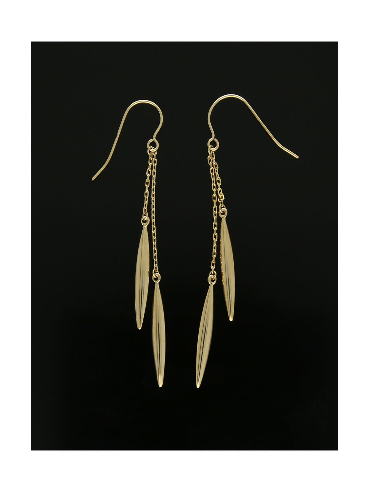 Double Marquise Chain Drop Earrings in 9ct Yellow Gold