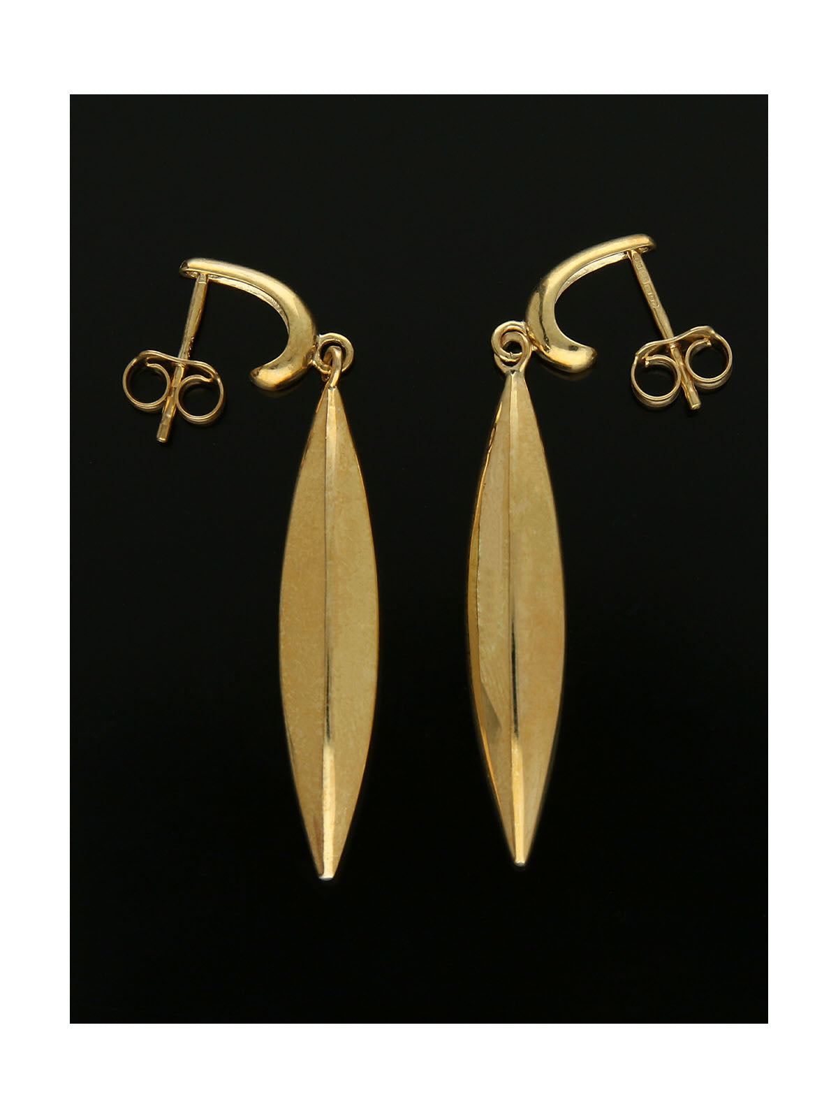 Large Multi-Faced Marquise Drop Earrings in 9ct Yellow Gold