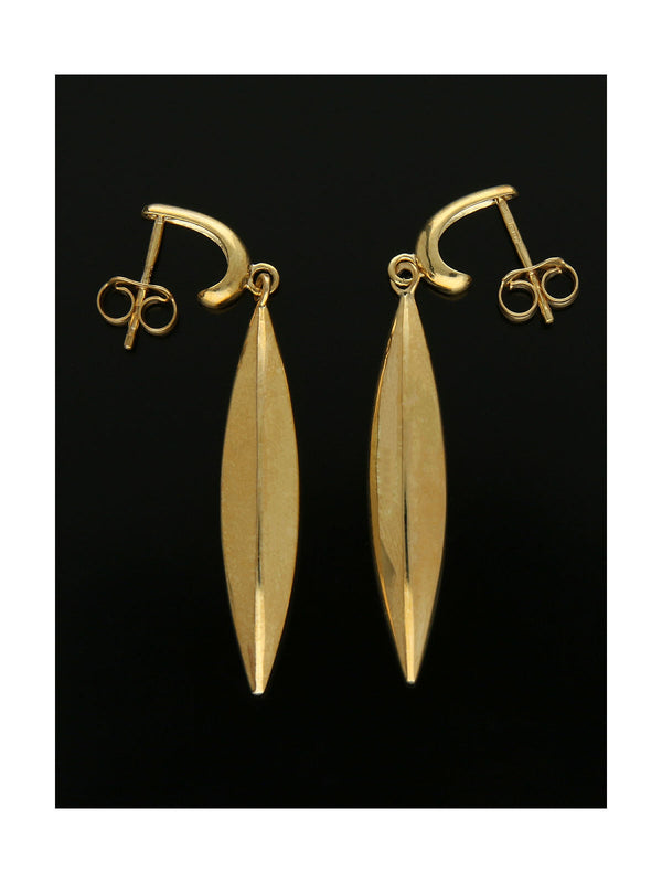 Large Multi-Faced Marquise Drop Earrings in 9ct Yellow Gold