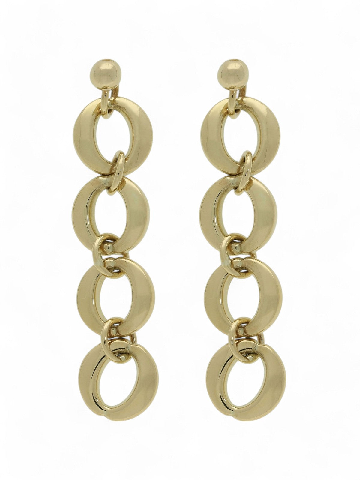 Open Disc Drop Earrings in 9ct Yellow Gold