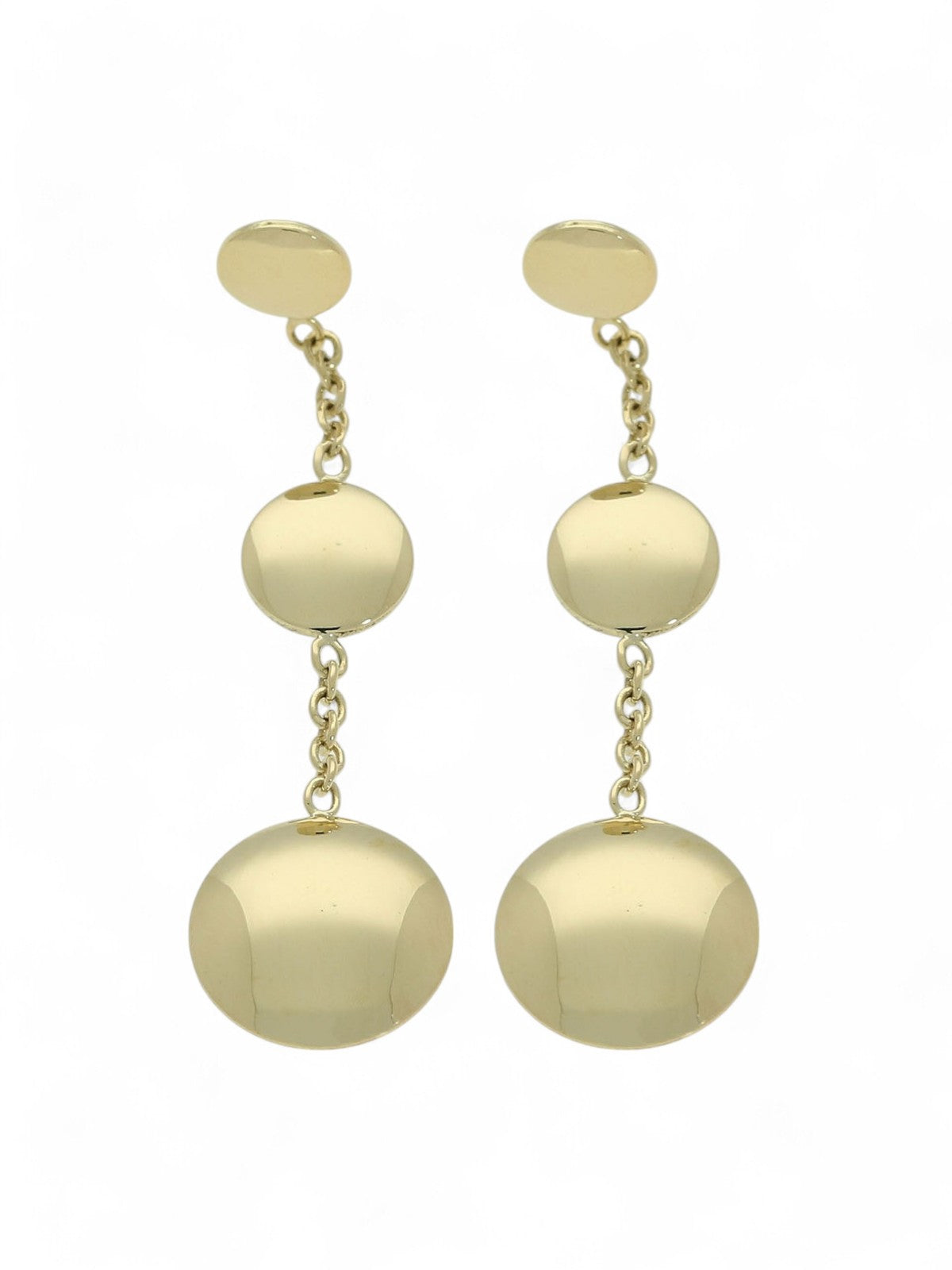 Round Disc Drop Earrings in 9ct Yellow Gold