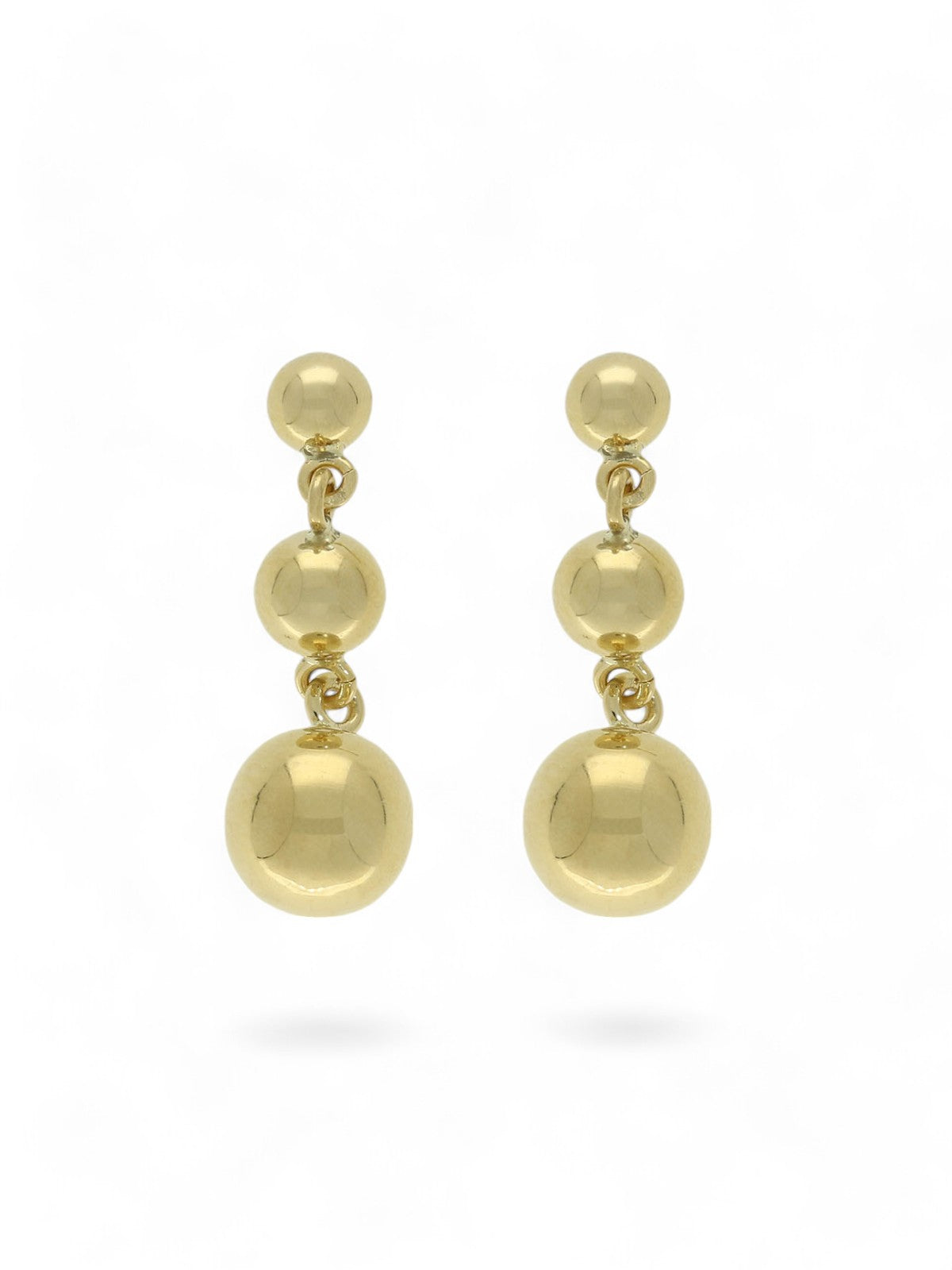 Polished Three Ball Drop Earrings in 9ct Yellow Gold