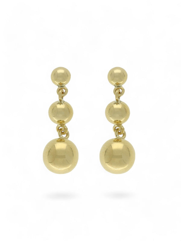 Polished Three Ball Drop Earrings in 9ct Yellow Gold