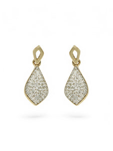 Diamond Pave Set Marquise Drop Earrings in 9ct Yellow Gold