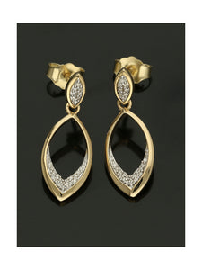 Diamond Marquise Drop Earrings in 9ct Yellow Gold