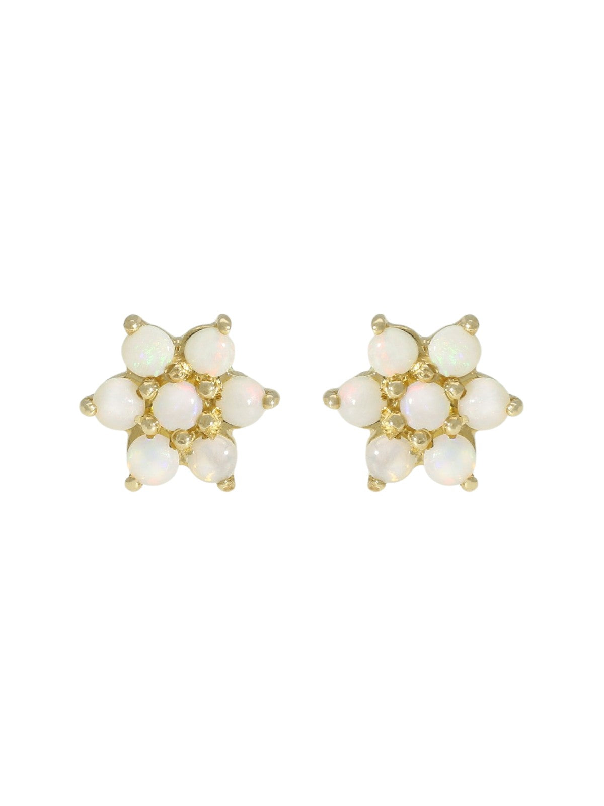 Opal Flower Stud Earrings in 9ct Yellow Gold