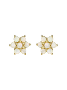 Opal Flower Stud Earrings in 9ct Yellow Gold