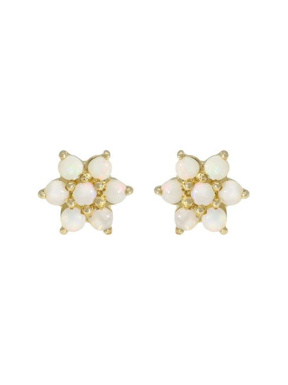 Opal Flower Stud Earrings in 9ct Yellow Gold