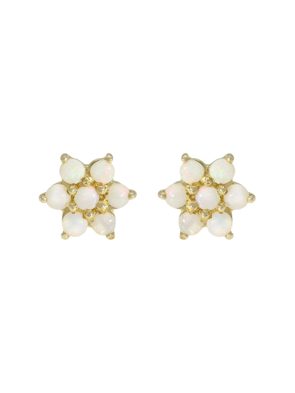 Opal Flower Stud Earrings in 9ct Yellow Gold