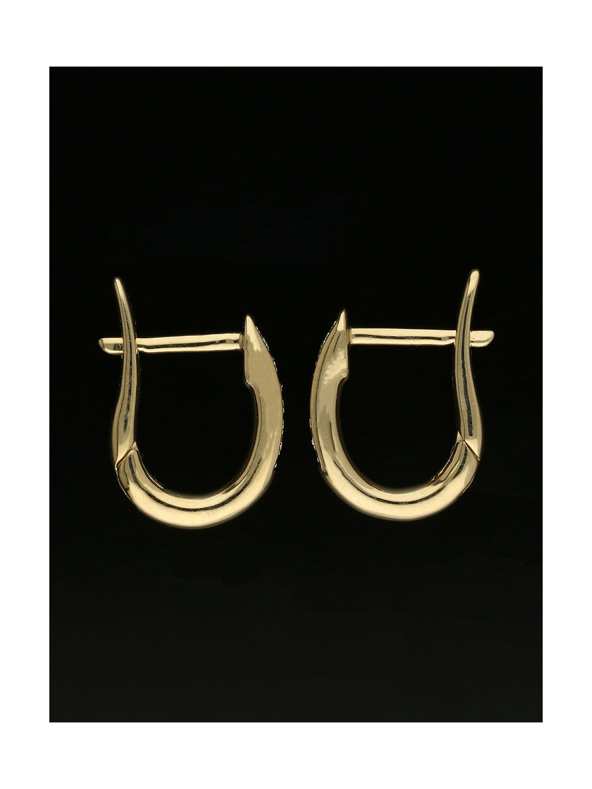 Diamond Small Oval Huggie Hoop Earrings in 9ct Yellow Gold