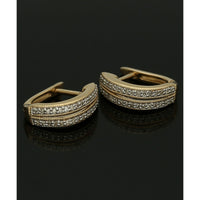 Diamond Double Row Huggie Hoop Earrings in 9ct Yellow Gold