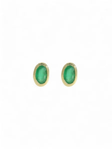 Emerald Oval Stud Earrings in 9ct Yellow Gold