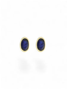 Sapphire Oval Stud Earrings in 9ct Yellow Gold