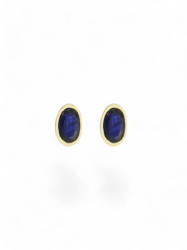 Sapphire Oval Stud Earrings in 9ct Yellow Gold