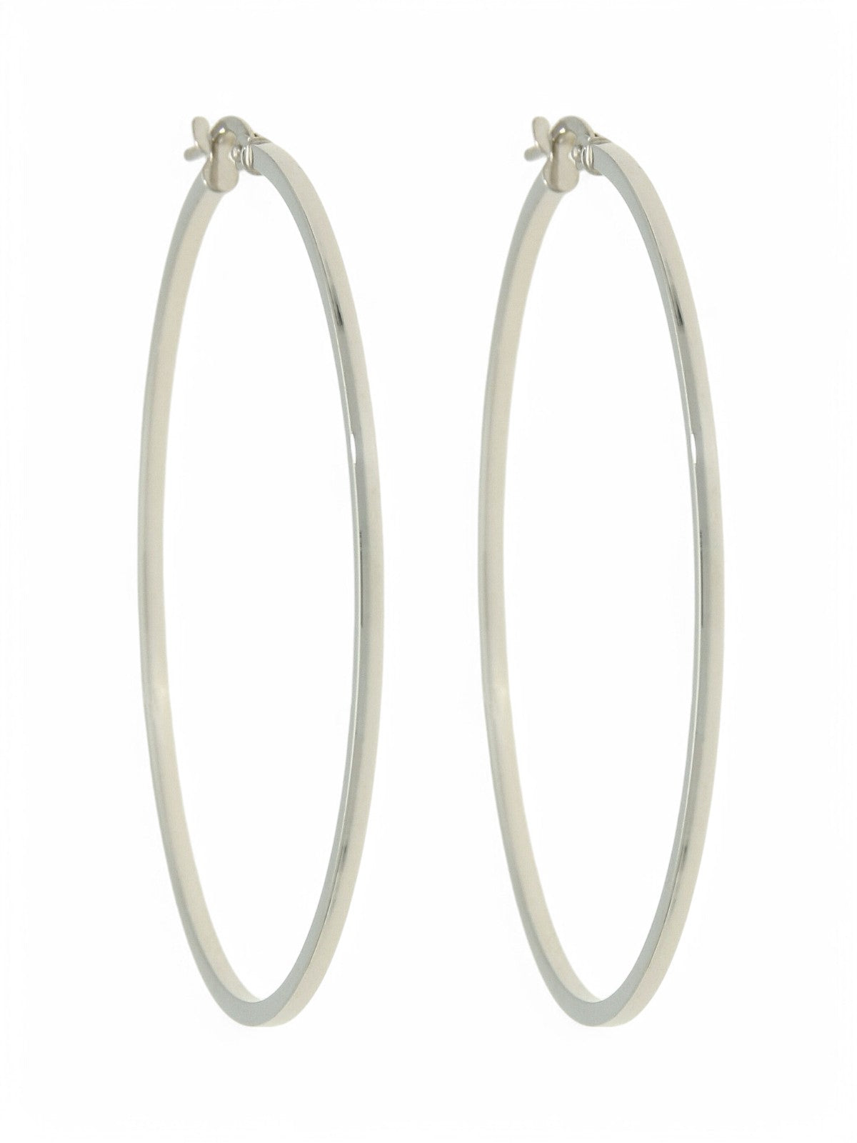 Polished Thin Hoop Earrings 45mm in 9ct White Gold