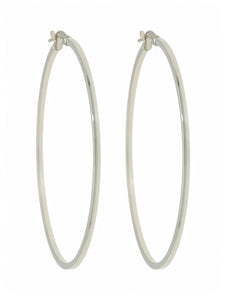 Polished Thin Hoop Earrings 45mm in 9ct White Gold