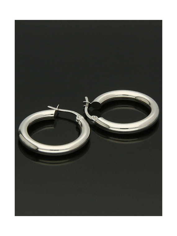Polished Hoop Earrings 15mm in 9ct White Gold