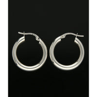 Polished Hoop Earrings 15mm in 9ct White Gold