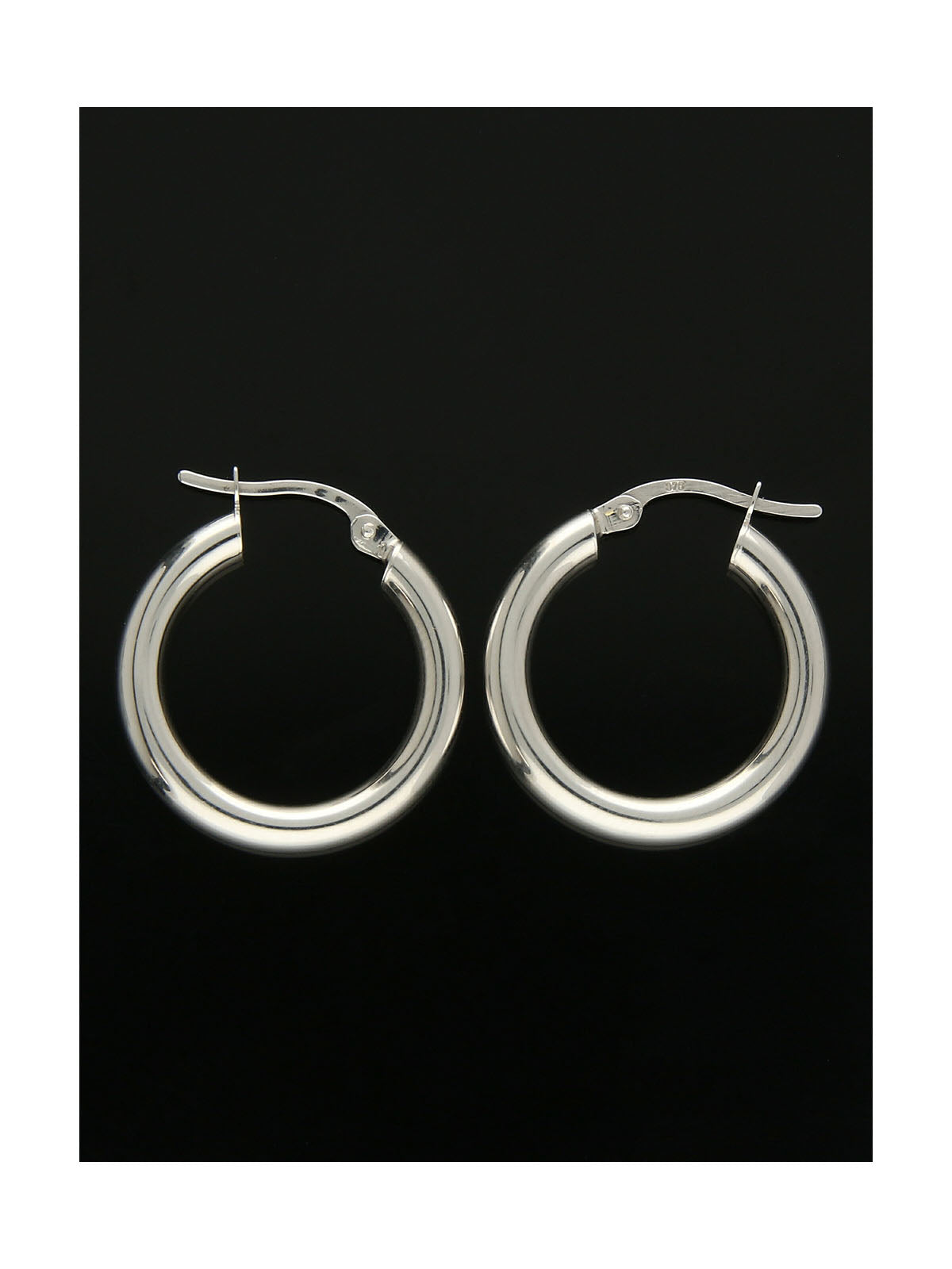 Polished Hoop Earrings 15mm in 9ct White Gold