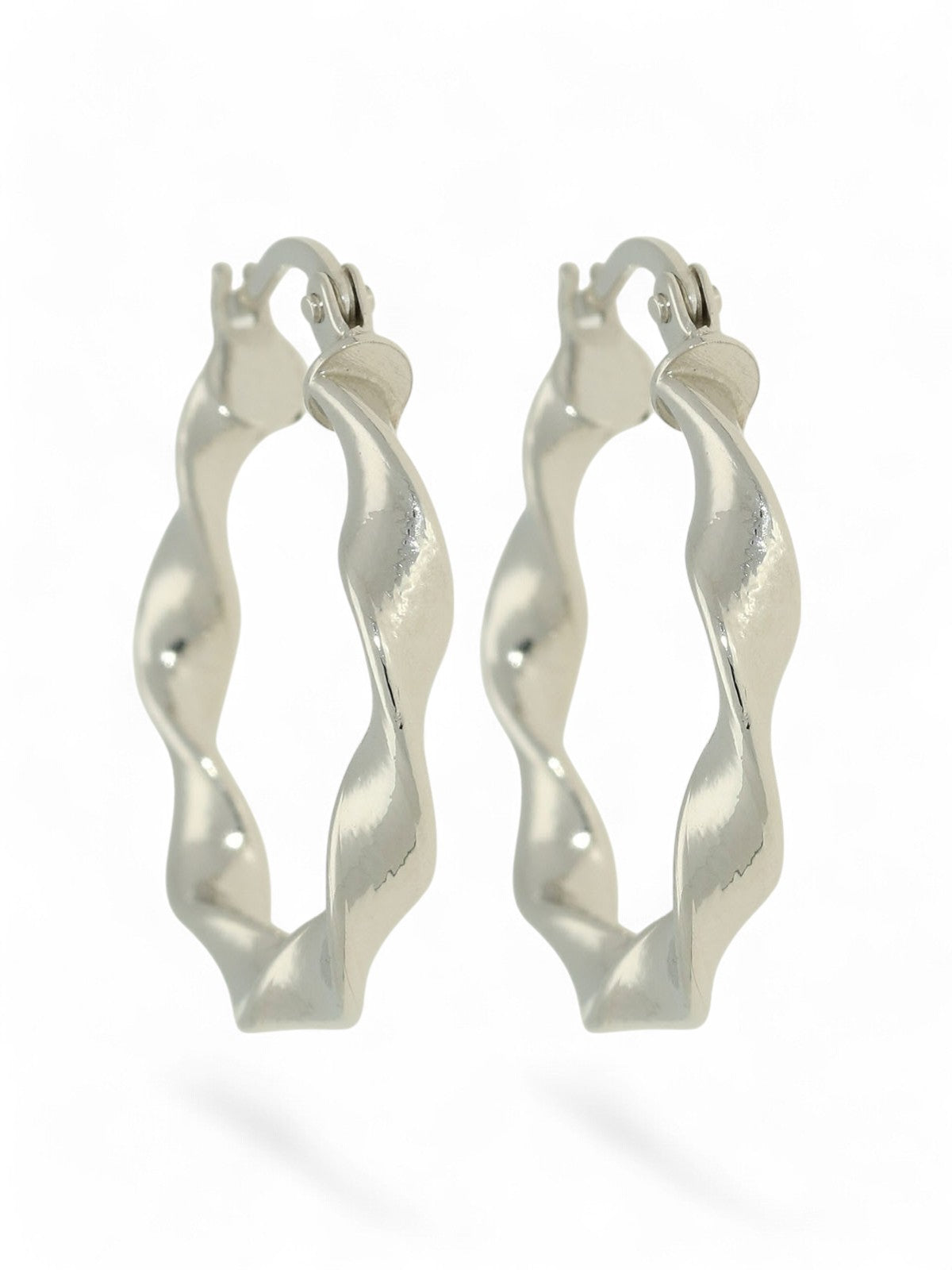 Twisted Hoop Earrings 20mm in 9ct White Gold