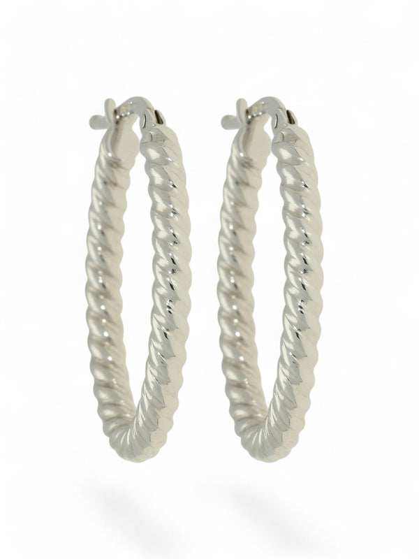 Twisted Hoop Earrings in 9ct White Gold