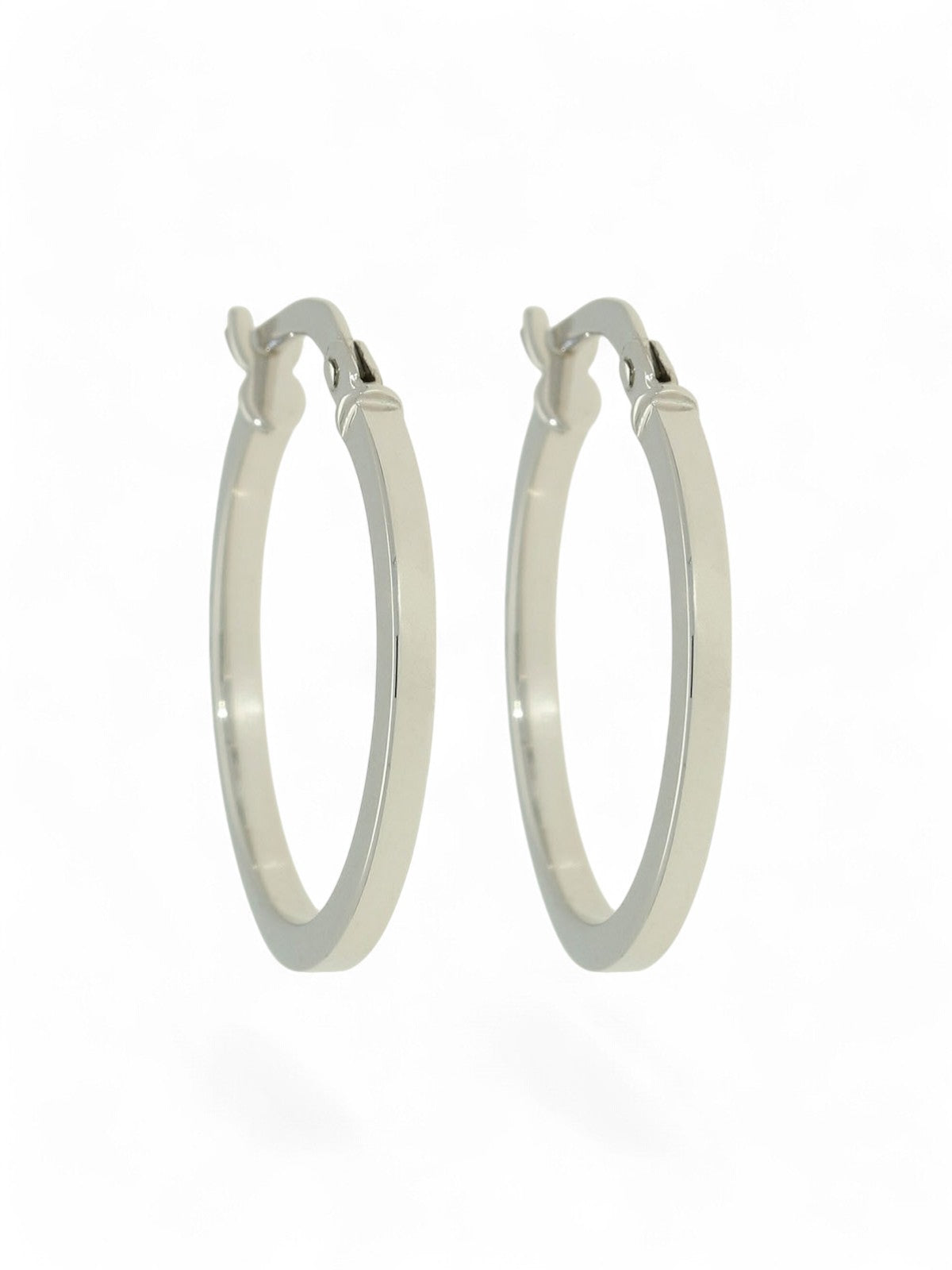 Polished Square Tube Hoop Earrings 17mm in 9ct White Gold