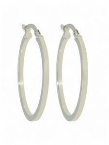 Polished Square Tube Hoop Earrings 20mm in 9ct White Gold