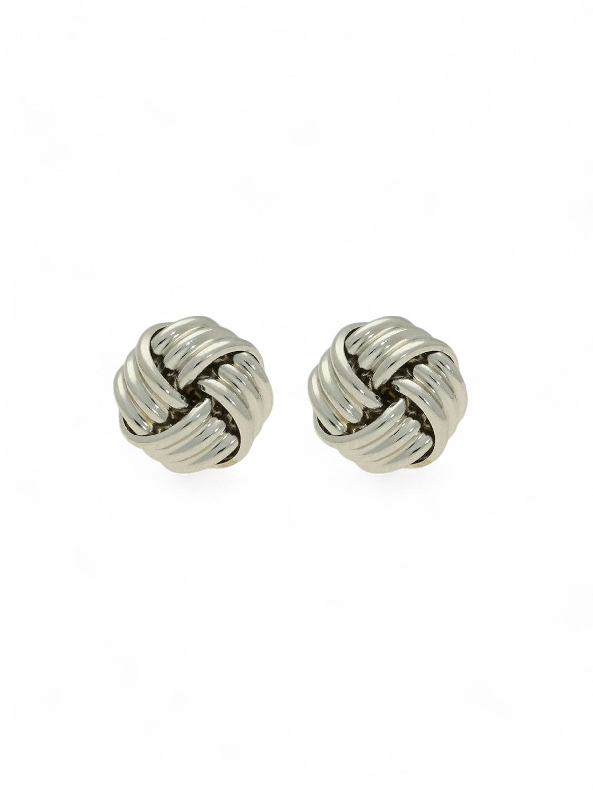 Polished Ribbon Knot Stud Earrings in 9ct White Gold