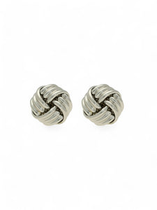 Polished Ribbon Knot Stud Earrings in 9ct White Gold