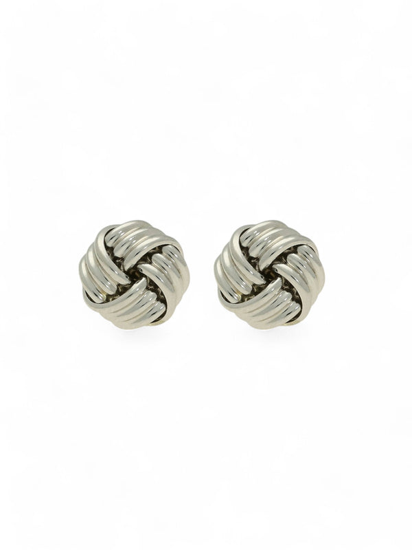 Polished Ribbon Knot Stud Earrings in 9ct White Gold