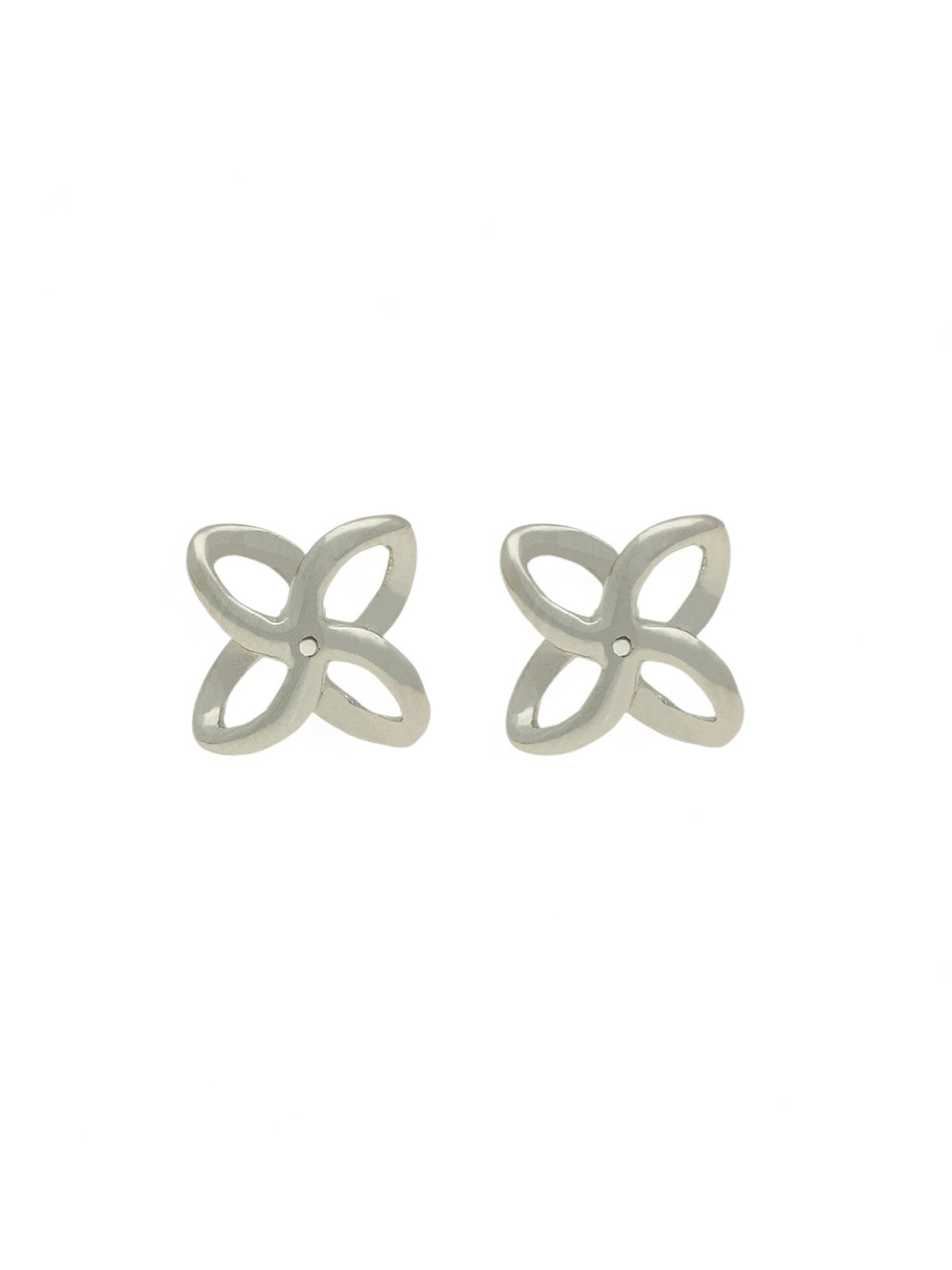 Open Flower Stud Earrings in 9ct White Gold