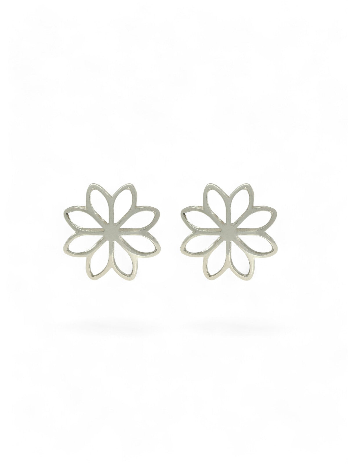 Open Flower Stud Earrings 11mm in 9ct White Gold