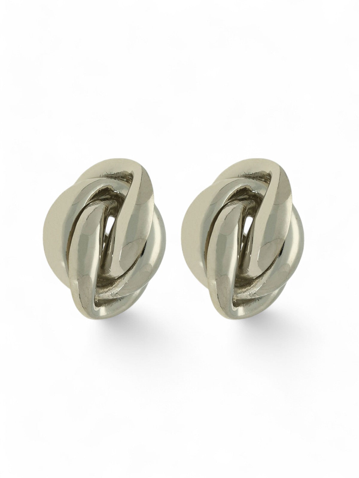 Polished Knot Stud Earrings in 9ct White Gold