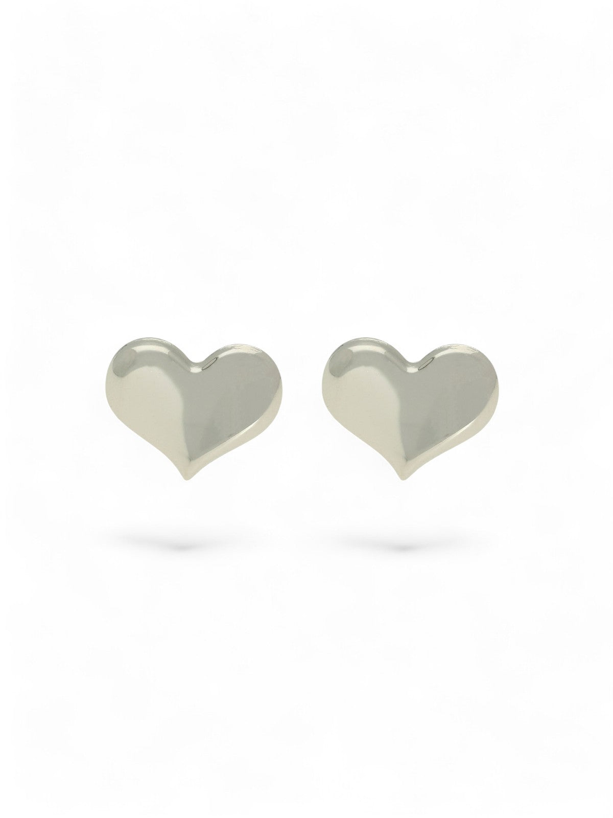 Polished Curve Heart Stud Earrings in 9ct White Gold