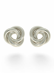 Polished Flat Loop Knot Stud Earrings in 9ct White Gold