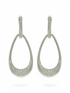 Diamond Pave Open Tear Drop Earrings in 9ct White Gold