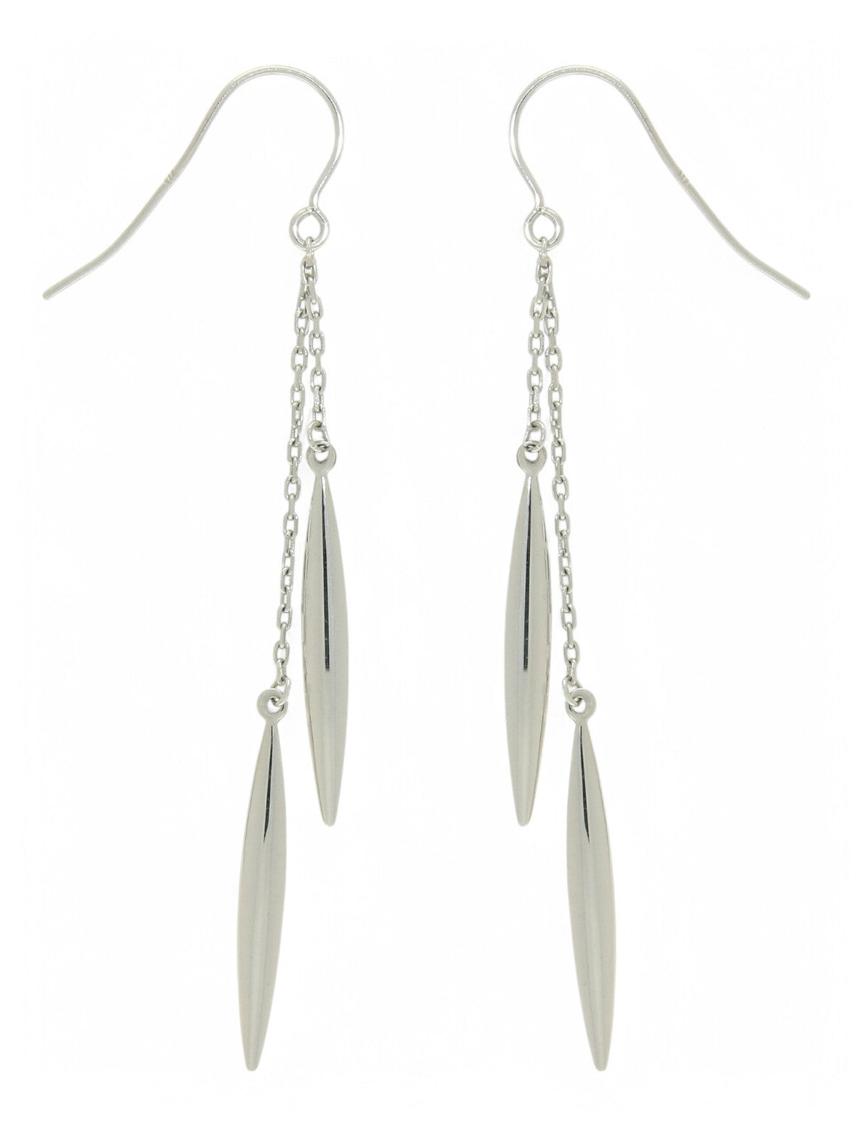 Polished Marquise Chain Drop Earrings in 9ct White Gold