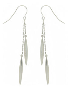 Polished Marquise Chain Drop Earrings in 9ct White Gold