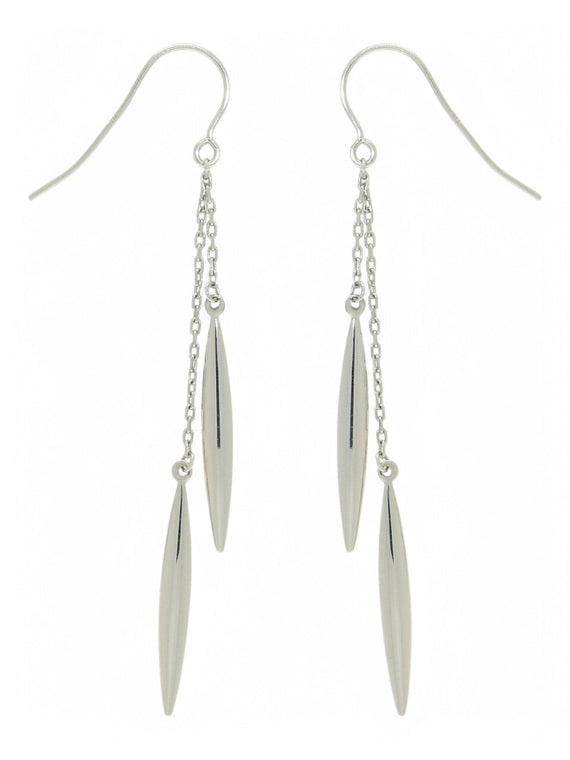 Polished Marquise Chain Drop Earrings in 9ct White Gold