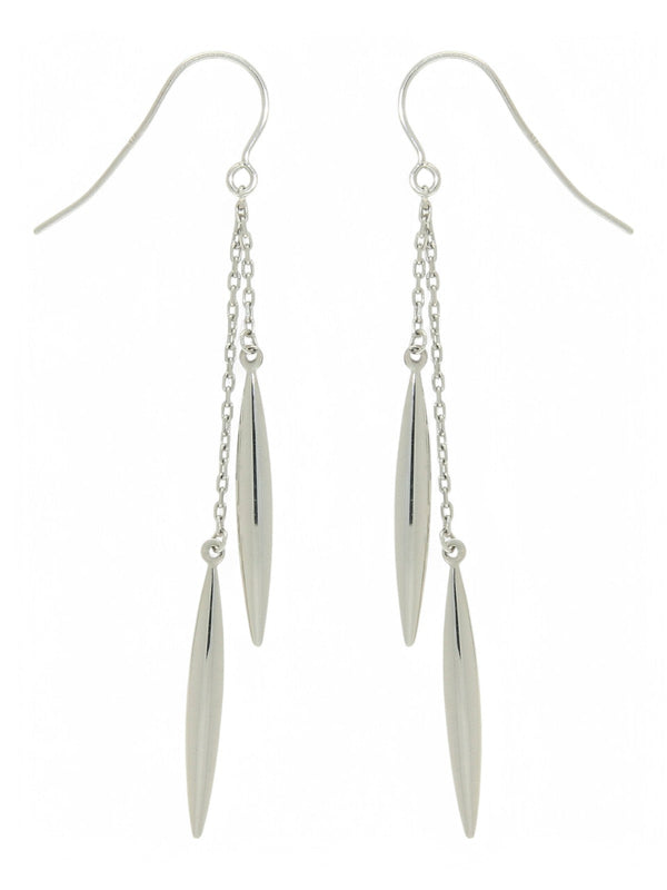 Polished Marquise Chain Drop Earrings in 9ct White Gold