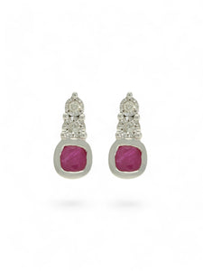 Ruby & Diamond Graduating Drop Earrings in 9ct White Gold