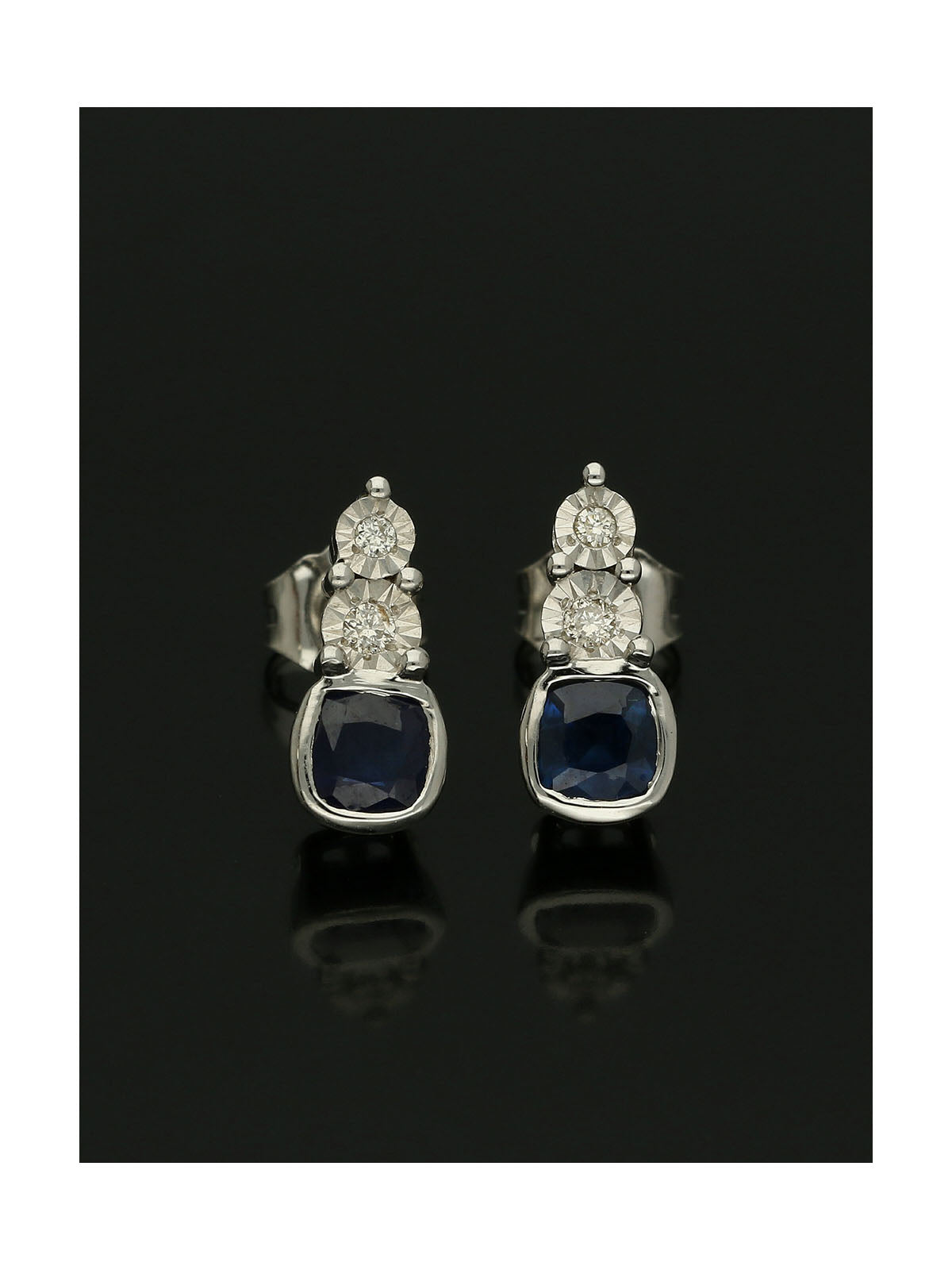 Sapphire & Diamond Graduating Drop Earrings in 9ct White Gold