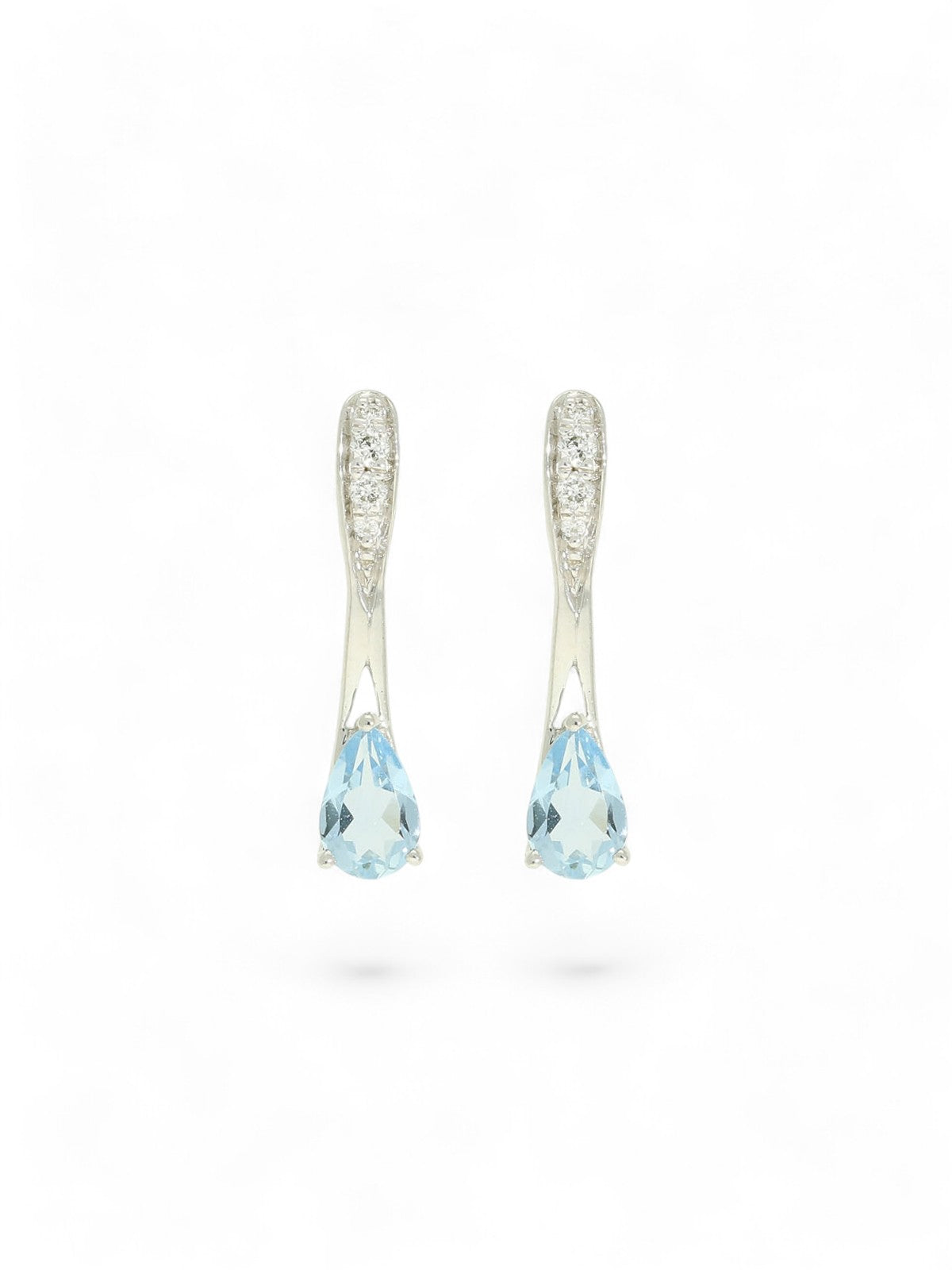 Aquamarine & Diamond Pear Drop Earrings in 9ct White Gold