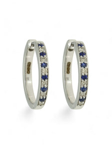 Sapphire & Diamond Hoop Earrings in 9ct White Gold