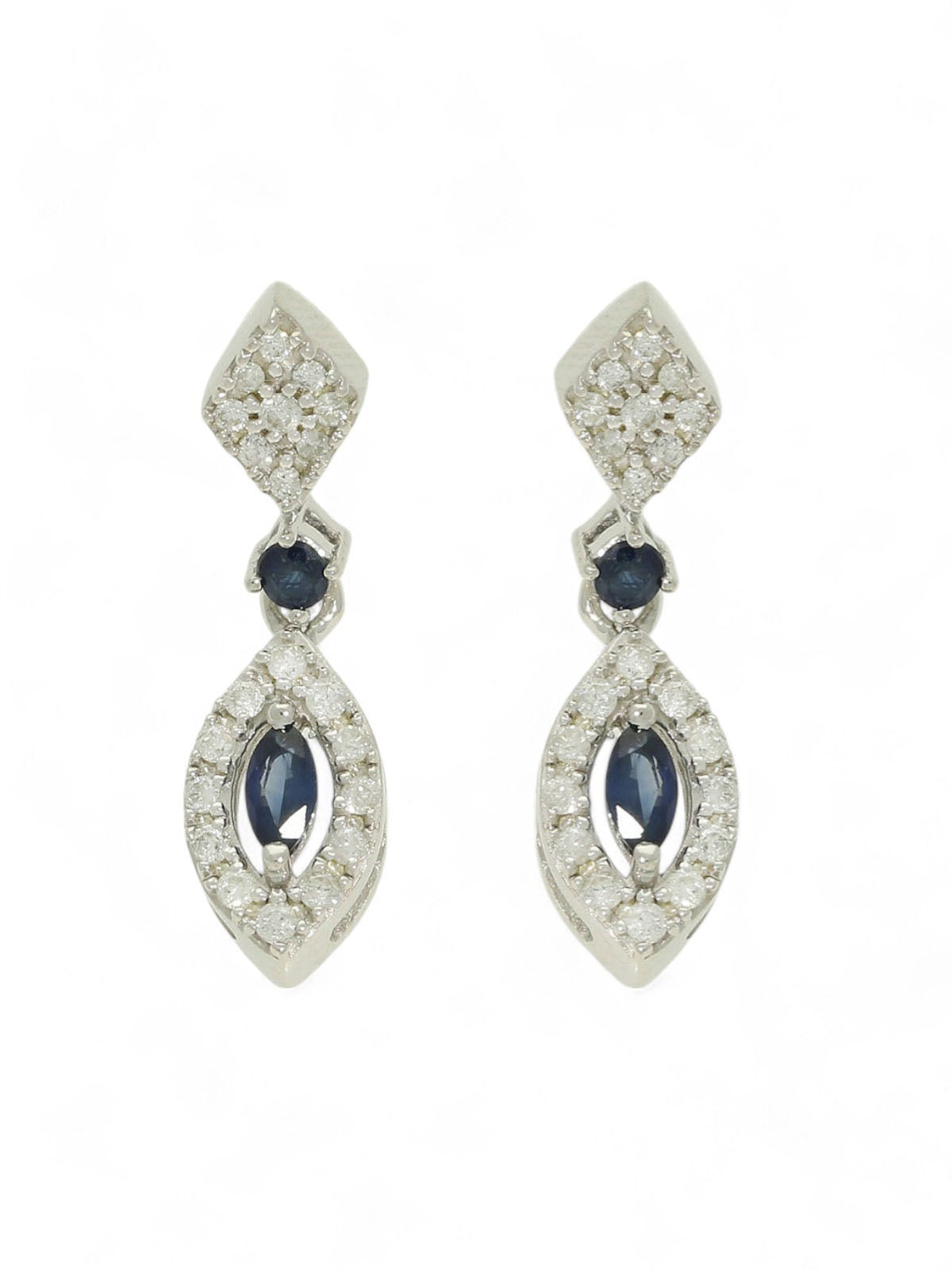 Sapphire & Diamond Drop Earrings in 9ct White Gold