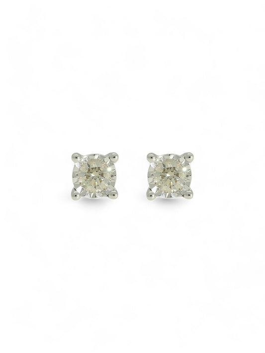 Diamond Round Brilliant 0.25ct Solitaire Stud Earrings in 9ct White Gold