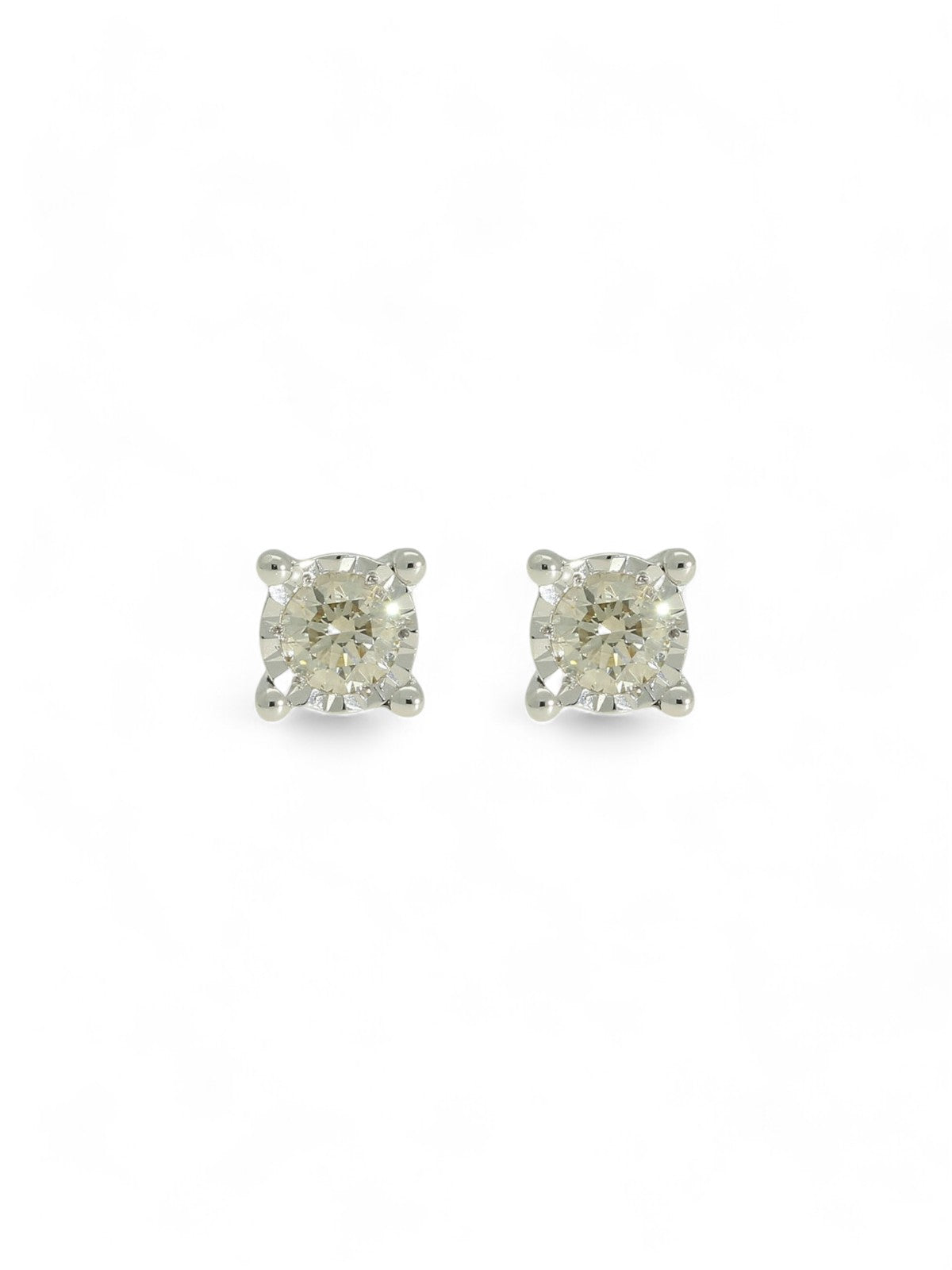 Diamond Round Brilliant 0.25ct Solitaire Stud Earrings in 9ct White Gold