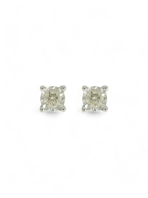 Diamond Round Brilliant 0.25ct Solitaire Stud Earrings in 9ct White Gold